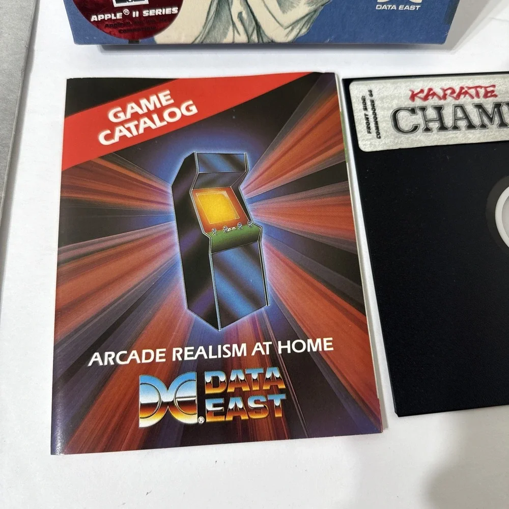 1985 KARATE CHAMP C64/128 Data East Apple Series Box Floppy Disk Inserts Vintage